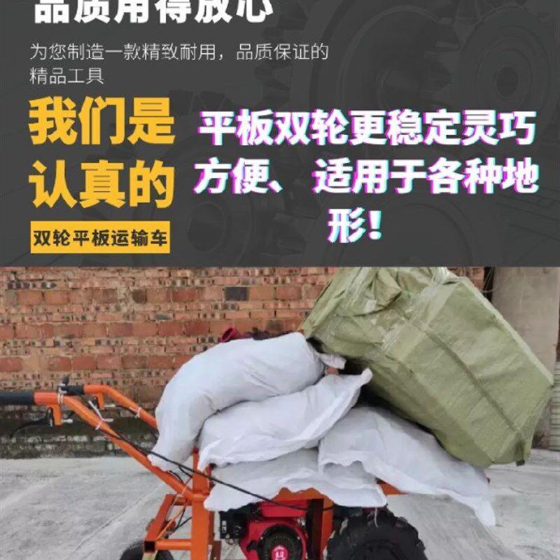 汽油电动平板车i三轮车果园鸡公车工地手推车山地农用独轮车运输