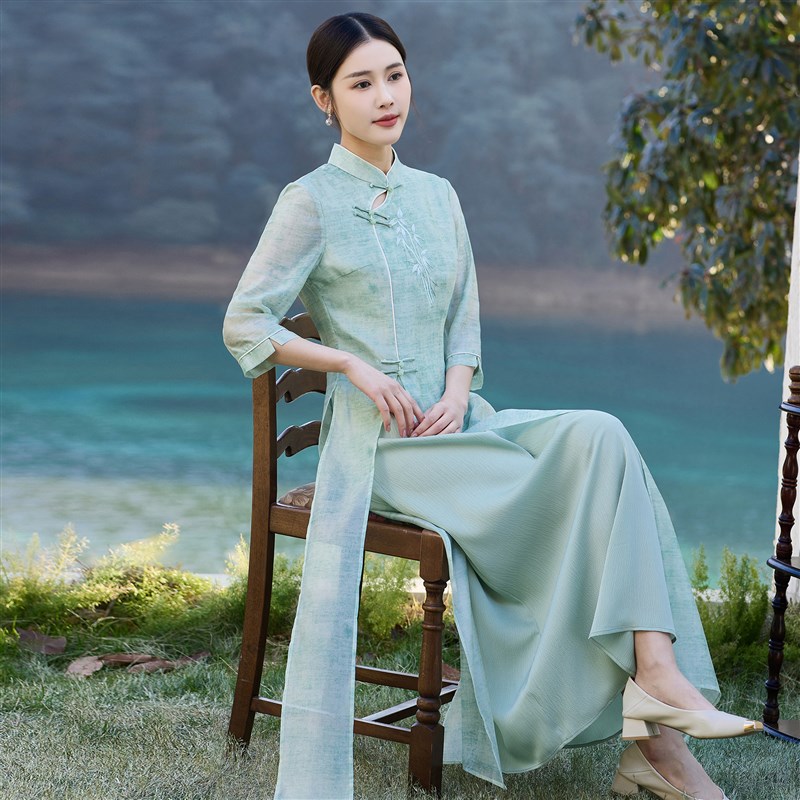 新中式旗袍连衣裙女2025年新款气质汉服唐装裙子夏季禅服女装茶服