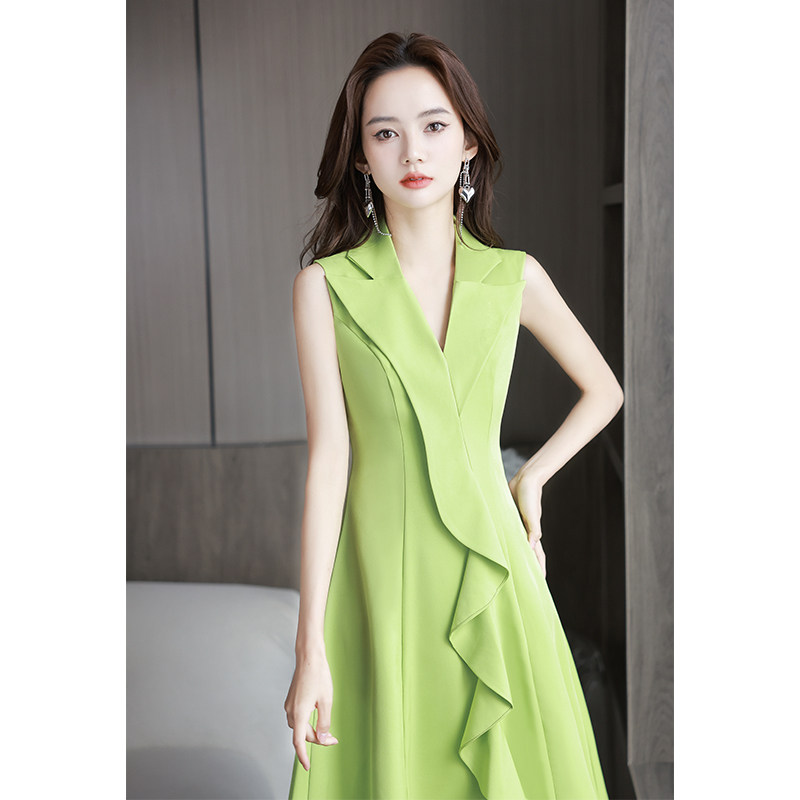 晚礼服女宴会轻奢小众高端平时可穿小个子高贵御姐绿色森系连衣裙