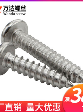 304不锈钢加长圆头自攻螺钉盘头十字木牙螺丝M4M5M6*55x65x70x100