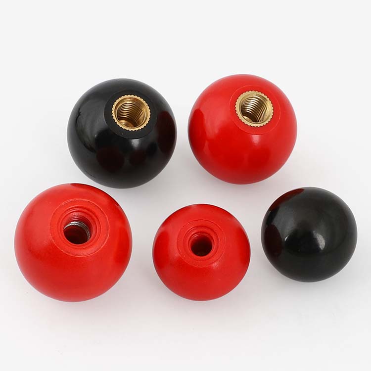 铜芯胶木手柄球操作杆塑料球头圆球把手红色黑铁心电木球M4M8-M16
