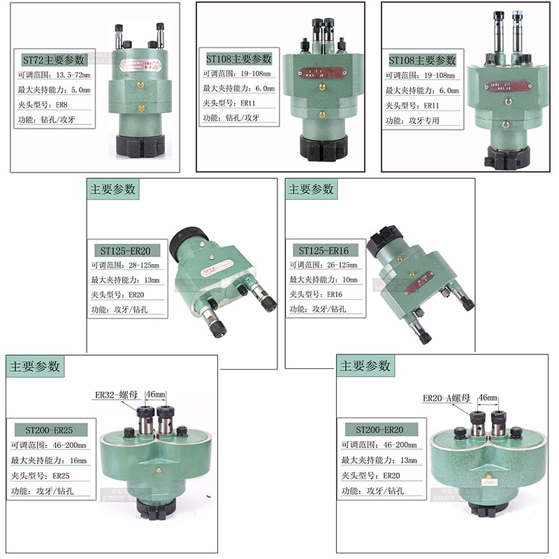 两轴ST多轴器多头钻双头钻ST72 ST108 ST125 ST200攻牙机两钻孔包