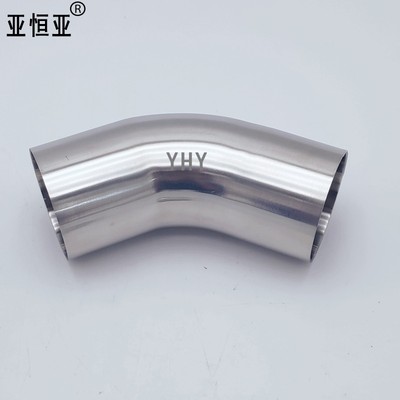 45度加长焊接弯头304不锈钢加长50MM135度非标100毫米弯管接头