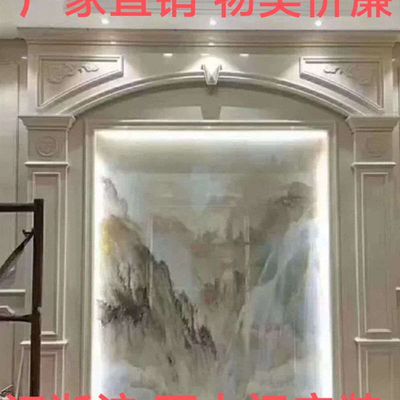硕矾天然大理石背景墙石材线条楼梯F门套客厅欧式电视背景墙人造