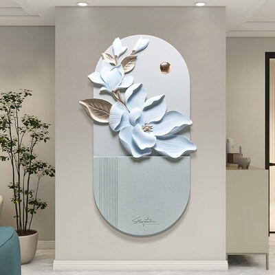现代简约入户玄k关装饰画高级立体浮雕挂画走廊过道竖版壁挂画