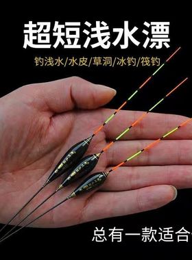 浅水鱼漂草洞小白条鲫鱼漂超短脚短尾漂加粗尾高灵敏冰钓