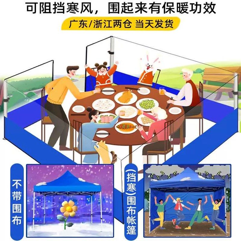 雨伞户外遮阳伞摆摊用四脚雨棚围A布帐篷商用四角折叠超大号太阳