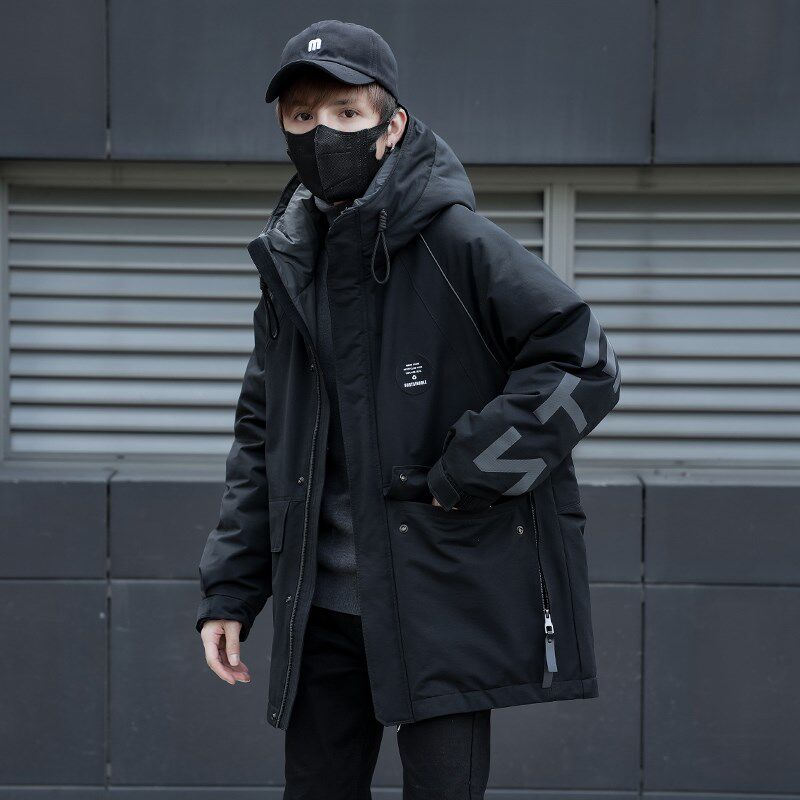 高端中长款羽绒服男士秋冬季2024新款连帽冲锋衣加厚保暖外套男款