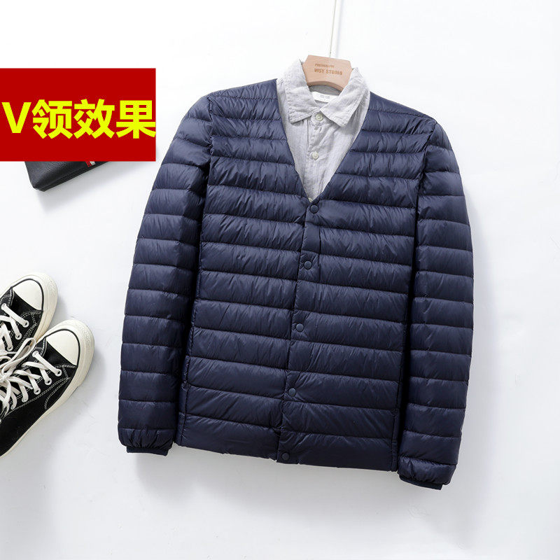 圆领轻薄b羽绒服男加肥加大码超轻便超薄款中老年内胆胖子外穿宽