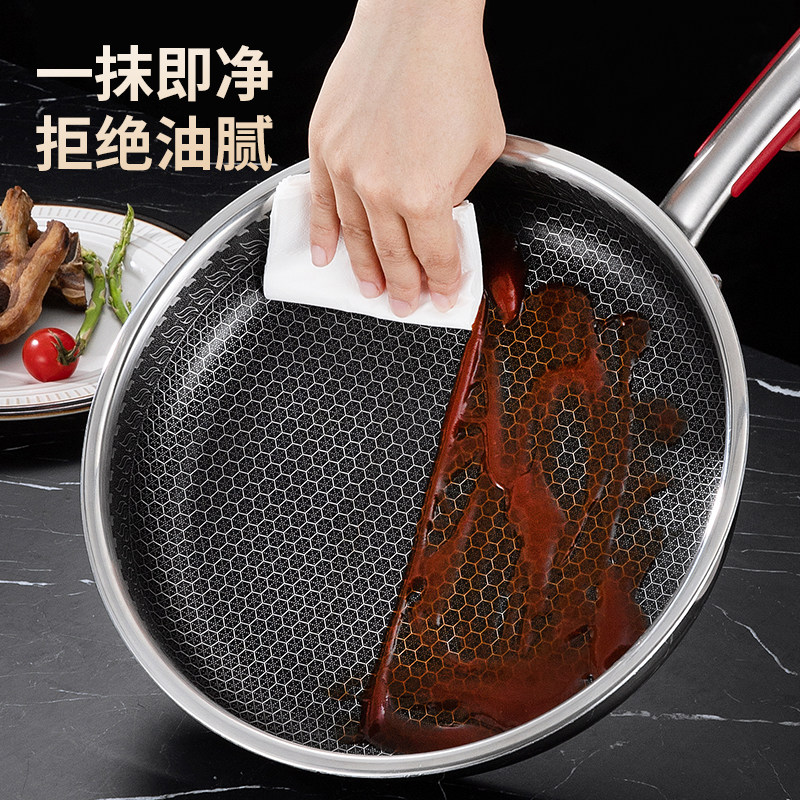 316不锈钢煎锅平底锅不粘锅煎饼锅煎蛋锅炒锅牛排锅奶Z锅汤锅粥锅