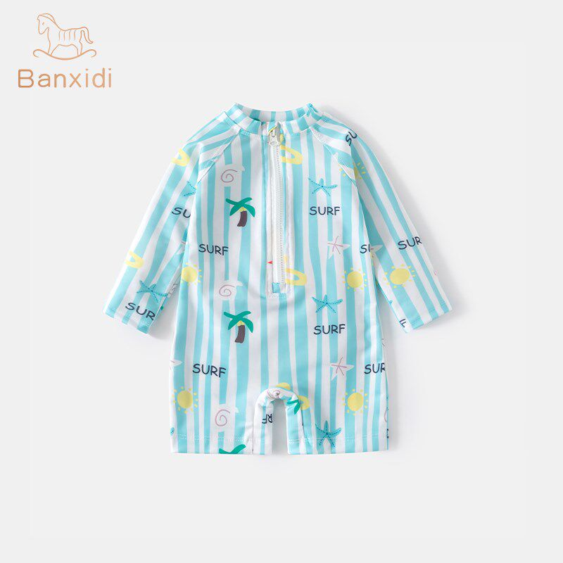 宝宝泳衣202h5新款男宝长袖连体泳装小童婴儿海边沙滩服儿童游泳