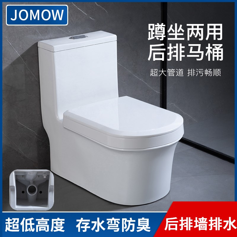 墙排式蹲坐两用马桶 一体成型直冲式节水马桶