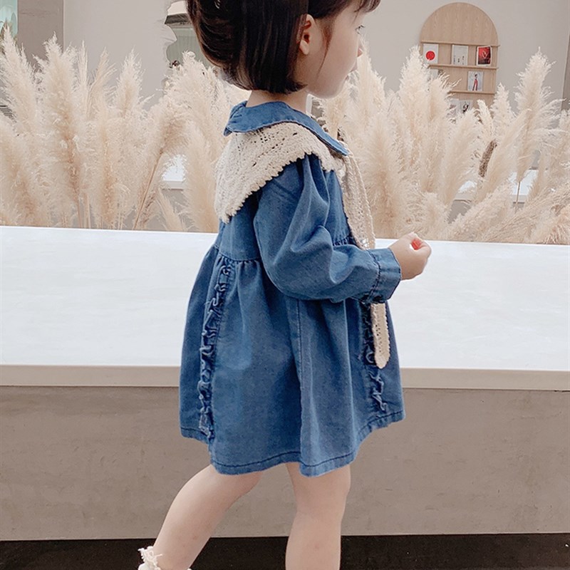 女童牛仔裙连衣裙2024春秋新款儿童网红裙子爆款女宝宝春装公主裙