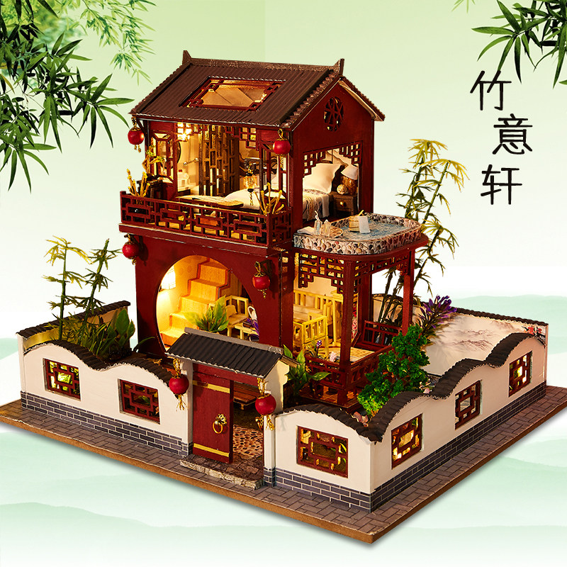 diy小屋阁楼别墅微缩手工建筑模型制作小房子拼装玩具生日礼物女