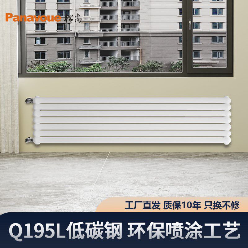 5025B圆暖气片钢制横挂家用水暖双水道集中供暖壁挂式明装散热器