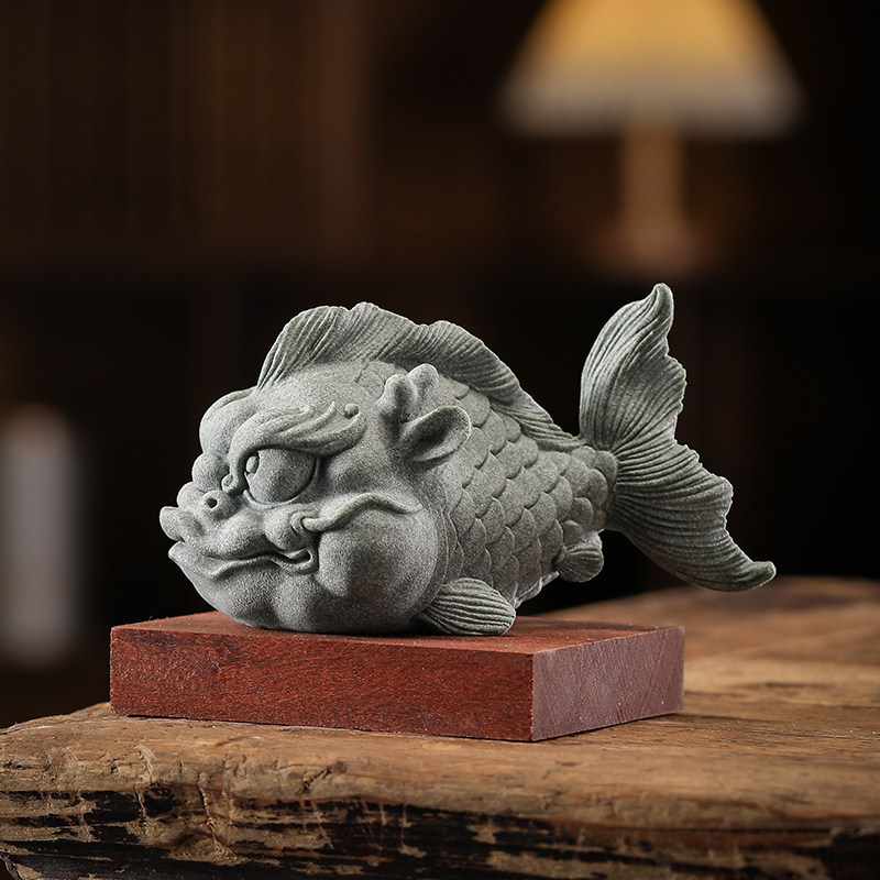 中式龙鱼摆件青砂石鱼缸造景客厅桌面茶宠茶玩装饰创意送礼鱼化龙,农用物资,苗木固定器/支撑器,淘宝优惠券,粉丝福利购,淘宝优惠卷
