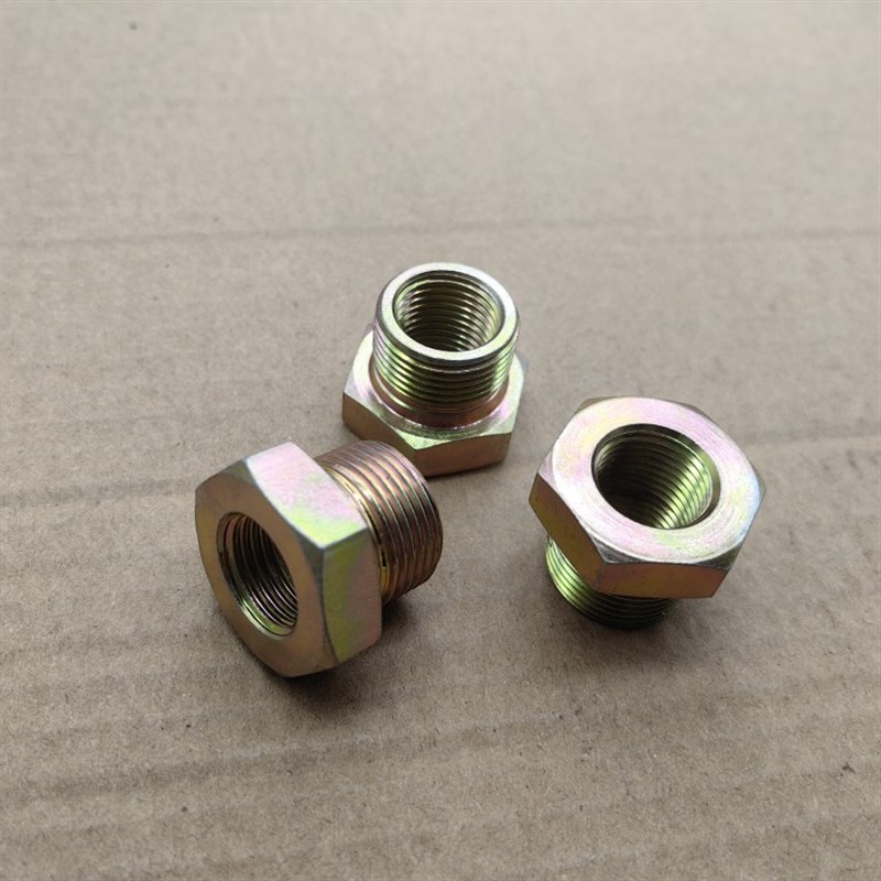 补芯外丝M22*1.5-转内丝M16*1.5内外高压铁材料接头外表镀锌1622