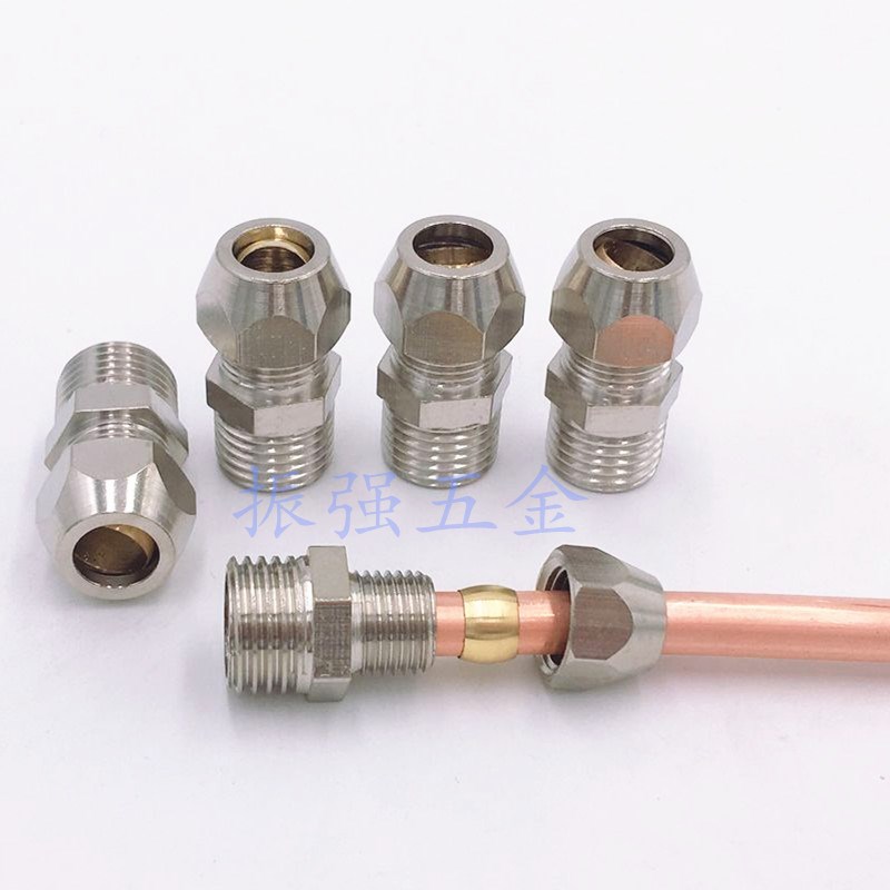 终端卡套接头铜管接头PC8mm-02/6-01/10-03/12-04分油管螺纹直通