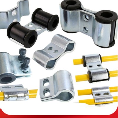 挖土机蝴蝶夹管卡子 吊车旋挖双孔破碎锤大臂缓冲双管夹三一徐工