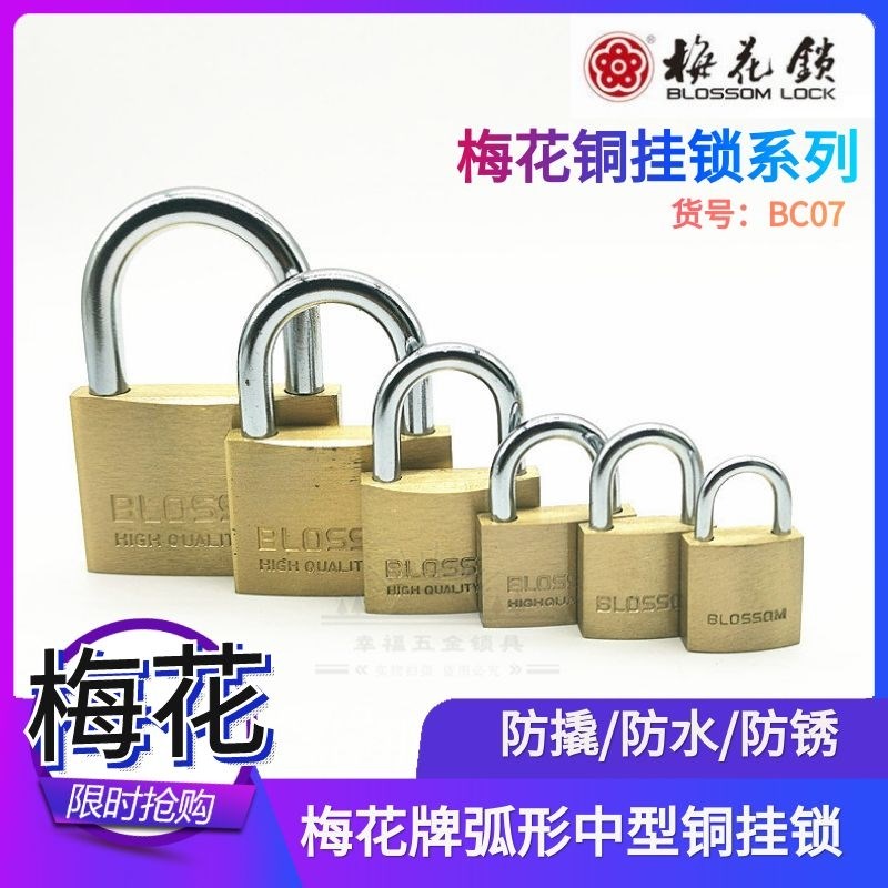 梅花牌铜挂锁箱包户外家大门防水防锈挂锁20 25 35 45 55mm小铜锁