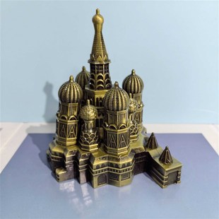 俄罗斯莫斯科红场克里姆林宫建筑模型金属摆件哈尔滨教堂旅游纪念