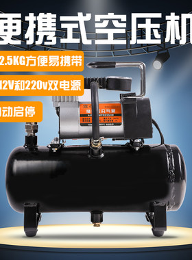 12迷你空压机高压小型220v家用电动打气机车载汽车用打气泵可携式