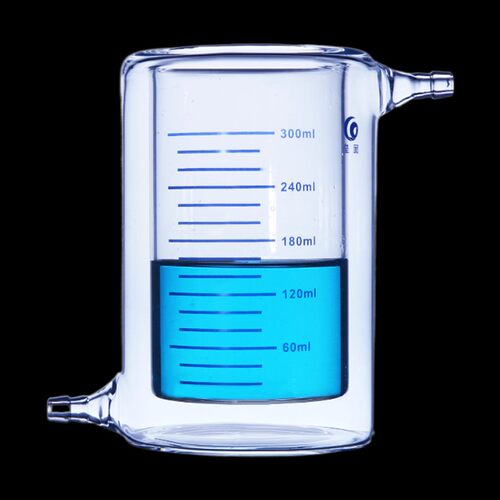 光催化反应器夹套烧杯水浴循环杯玻璃夹套杯50ml100ml150ml200ml2