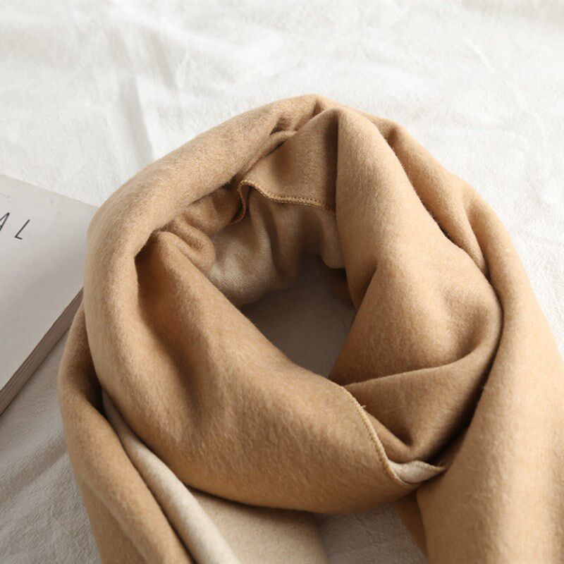 围巾女冬季加厚纯色双面百搭仿羊绒长款披肩秋冬保暖围脖两用情侣