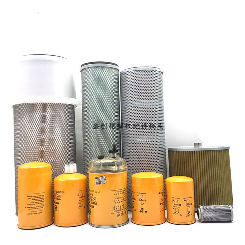 现代挖掘机R150-7康明斯机油格柴油空气滤芯油水液压回油进油配