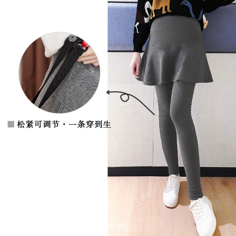 孕妇裤子秋季时尚款潮妈外穿打底裤裙子假两件秋冬款托腹长裤秋装