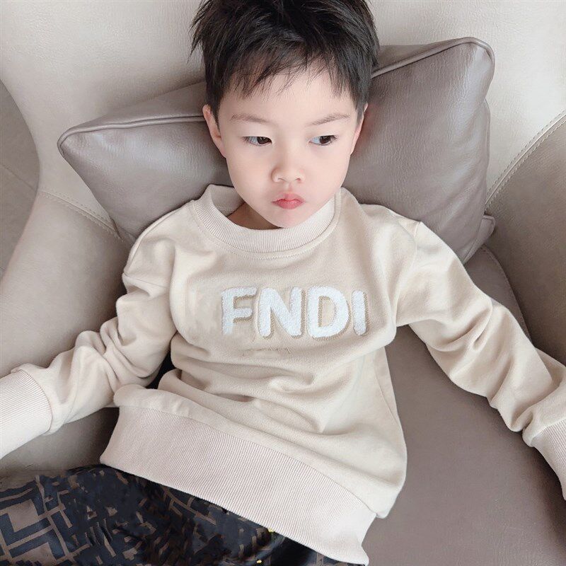 经典简约百搭童装毛巾布字母刺绣卫衣男女童春秋外穿打底长袖上衣