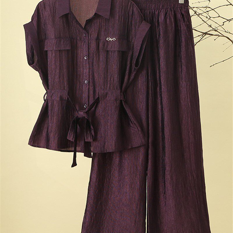 时尚阔腿裤套装女夏季薄款2025新款洋气减龄休闲两件套夏装一整套