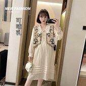 针织马甲温柔风可哺乳中长款 孕妇秋季 款 时尚 孕妇连衣裙两件套 套装