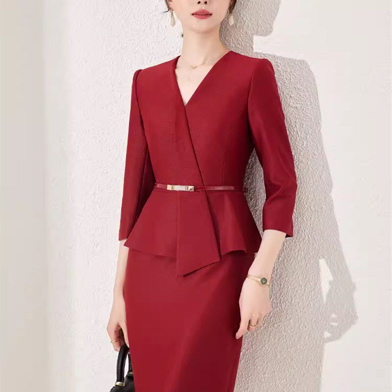 西装连衣裙女春秋季两件套高级感职业装套装裙子气质女神范工作服