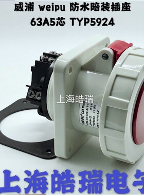 威浦WEIPU防水工业插座  63A5芯 380V TYP5924 IP67 暗装直式插座