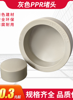 灰色PPR堵头封头堵帽水管热熔盖2025324050637590110承插4分1寸