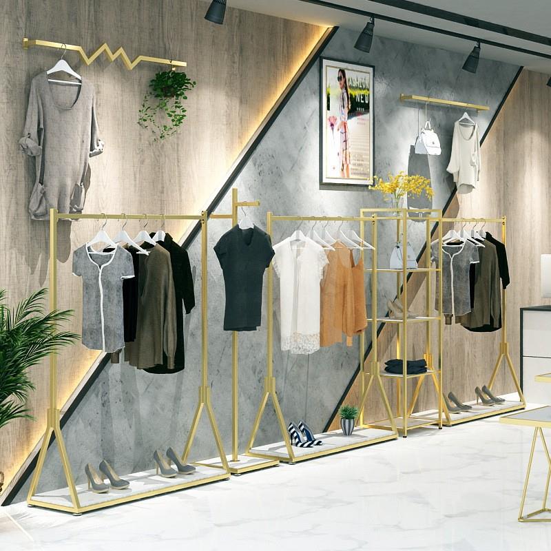 纳米金色服装店展示架童装店挂衣架服装展示架女装店陈列货架落地