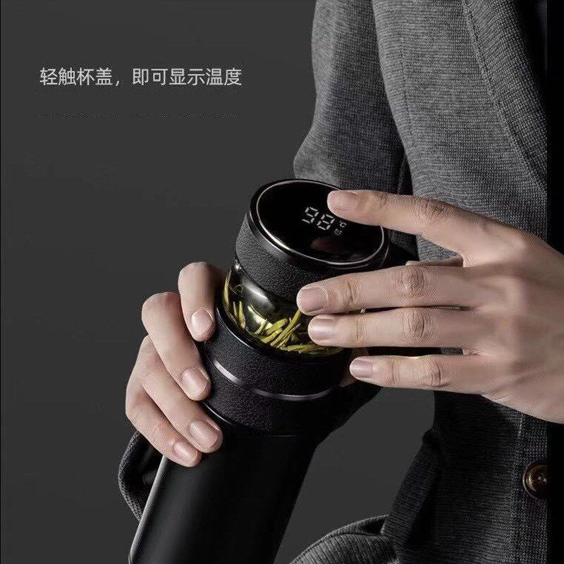 测温智能双层玻璃杯茶水分离泡茶杯男女便携透明隔热水Z杯子保温