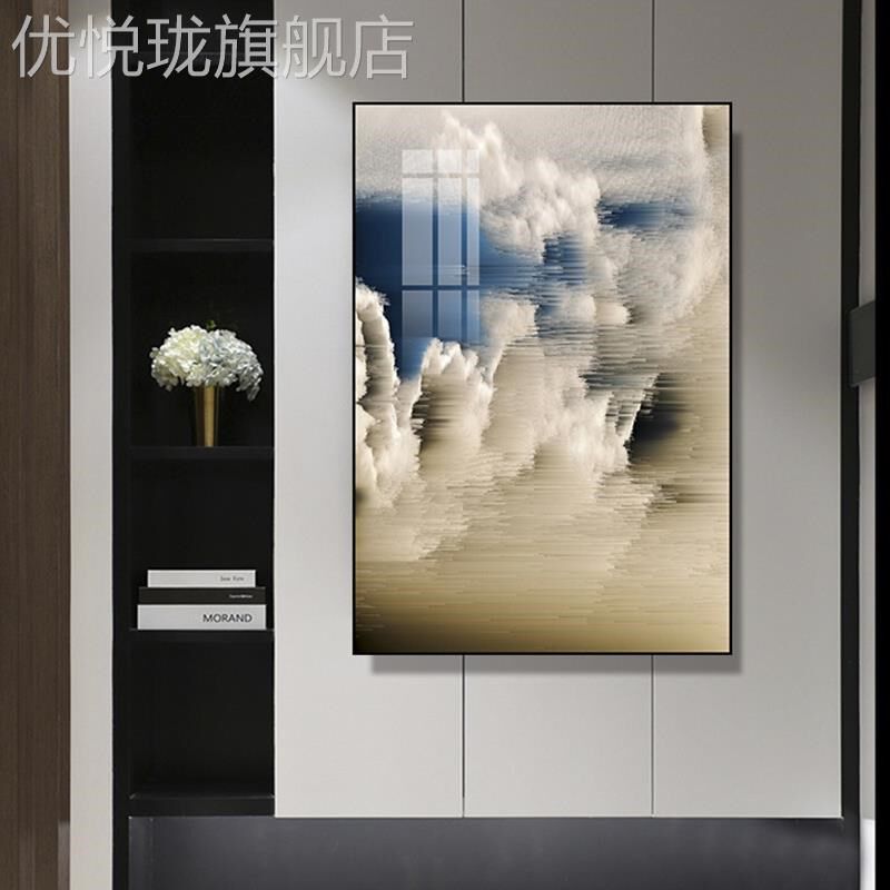 玄关装画大气艺术店背景壁饰画入户大堂走廊客厅现V酒代简约挂画