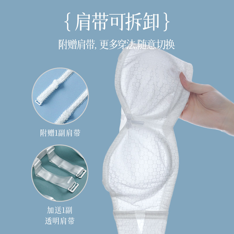 大码无肩带内衣防滑抹胸隐形聚拢大胸显小M文胸防下垂胸贴超薄款