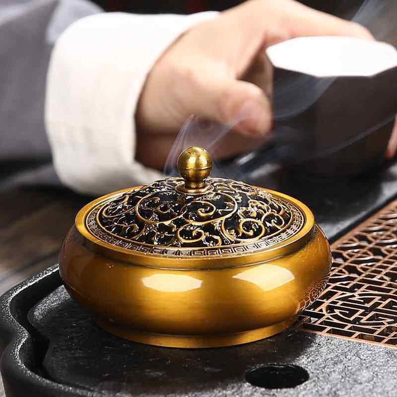 家用檀香盘香炉 锌合金小时盘香炉 复古香薰炉 家居香炉摆件