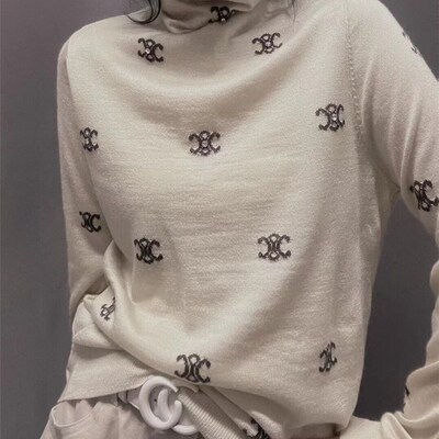 衣唯硕85058秋冬新款堆堆领长袖薄款宽松百搭针织打底衫女上衣