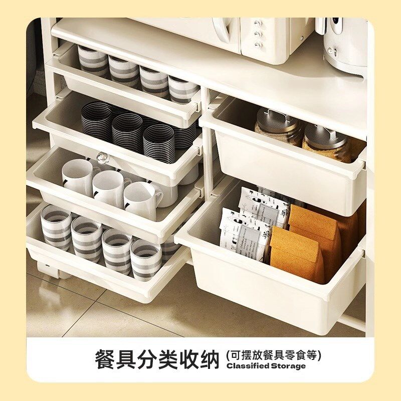 厨房置物架喂养台落地可移动餐边柜小推车咖啡机导台杂Z物柜收纳