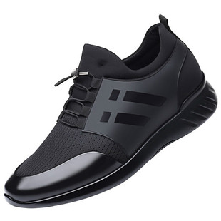 男鞋冬款加绒保暖防臭o男士网面运动2021春秋休闲皮鞋内增高鞋子