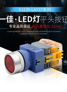一佳LAY37-11DN平钮带灯自复按钮开关 22mm多色可选择