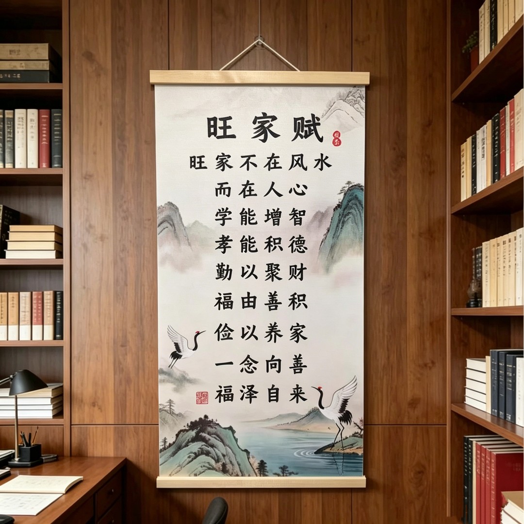 中式旺家赋山水画家规挂画书房玄关客厅沙发背景墙装饰画励志挂画