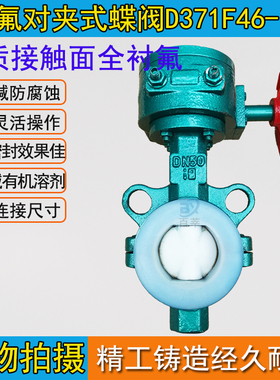 D371F46-10C/16C衬氟蜗轮蝶阀衬氟对夹式蝶阀耐酸耐碱防腐蚀