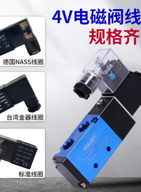 电磁阀气动控制阀AC36V/220V/DC12V防爆带灯端线圈电子换向阀头24