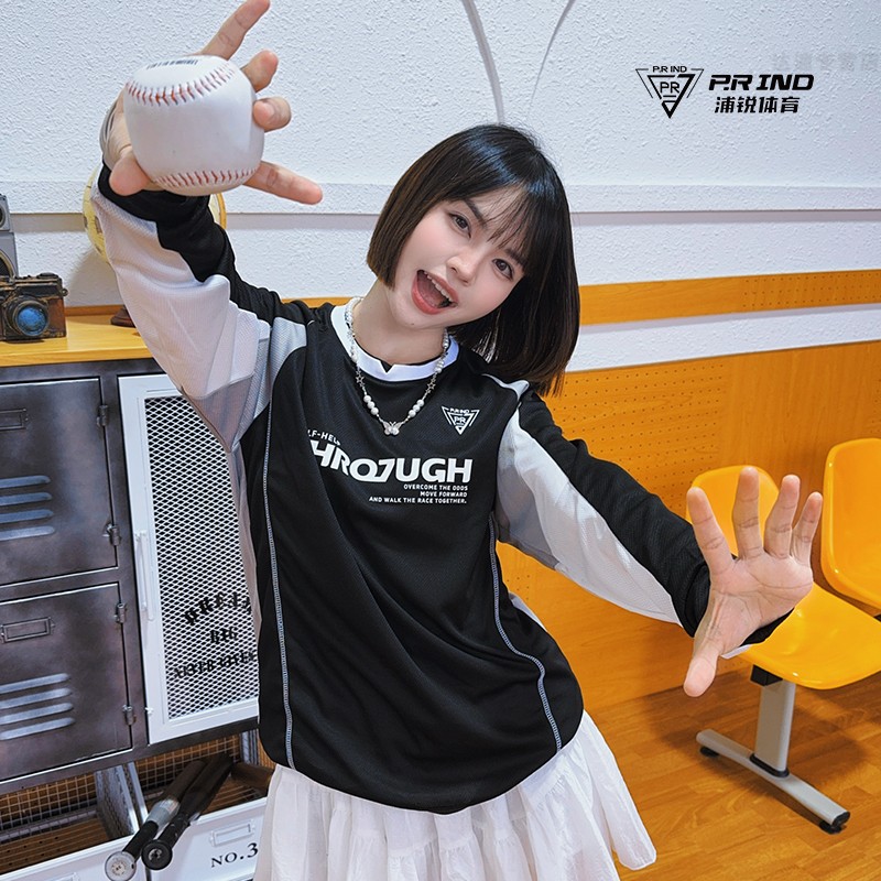 浦锐长袖羽毛球服外套透气休闲高颜值网球训练运动上衣速干透气