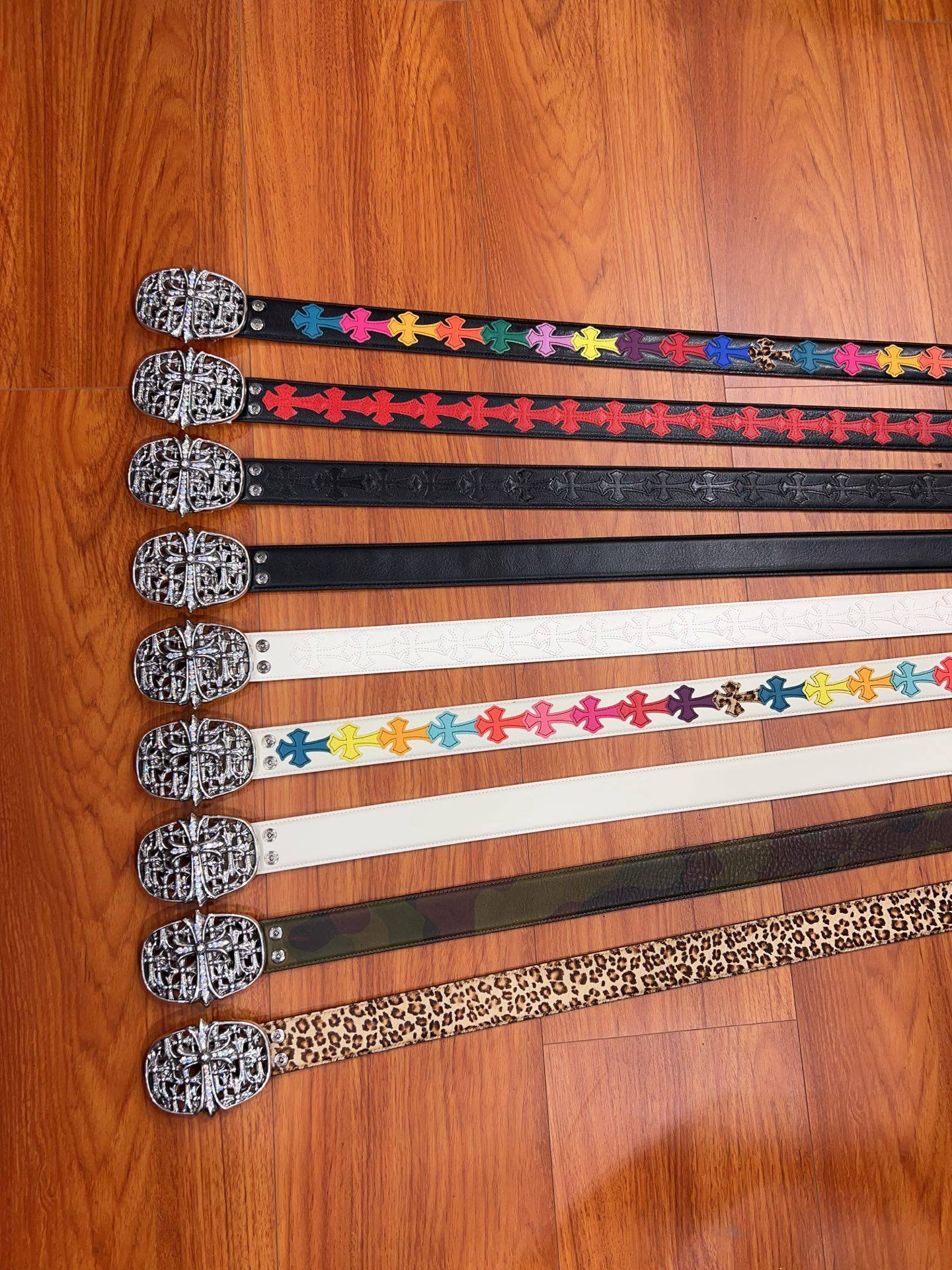 复古克罗十字架真皮腰带墓葬做旧银扣牛皮皮带嘻哈哥特风百搭裤带